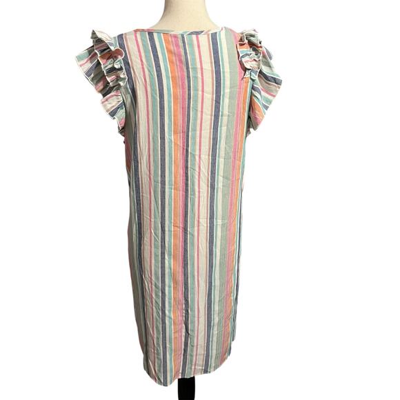 Emery Rose Women's Linen Blend Ruffle Shift Dress Sz 1XL Summer Boho Festival - Picture 3 of 6
